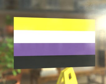 Non Binary Pride Flag LGBTQ+  Vibrant Static Cling Window Cling - Indoor and Outdoor!