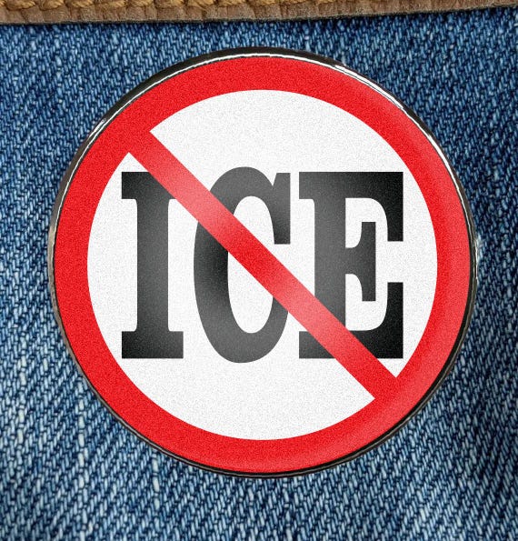 Anti ICE Enamel Pin - Circular Printed Art Metal Enamel Pin Metal with a Protective Gloss Epoxy Finish