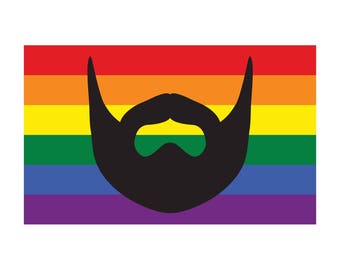 Bearded Pride Flag - LGBT Rights Gay Lesbian Bi Transgender Unity Love Support Pride Symbol - Vibrant Color Vinyl Decal