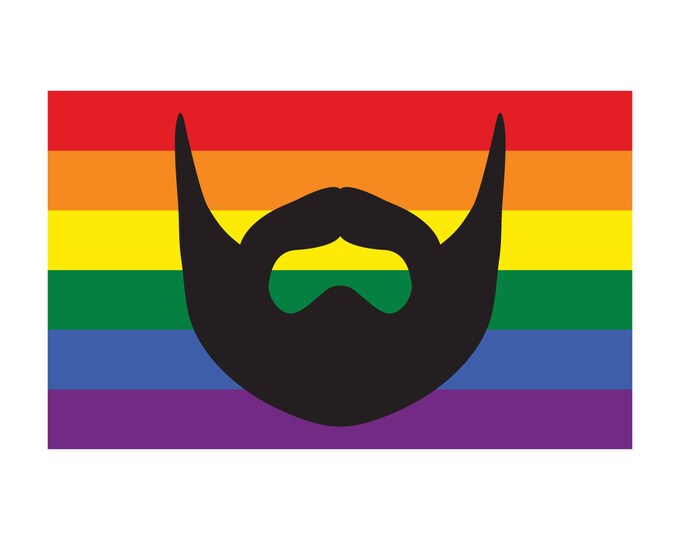 Bearded Pride Flag - LGBT Rights Gay Lesbian Bi Transgender Unity Love Support Pride Symbol - Vibrant Color Vinyl Decal