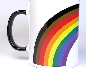 Applicable Pun - Rainbow Arched Inclusive Pride Flag  - 11 Ounce Ceramic Coffee Mug Teacup Black or White Handle