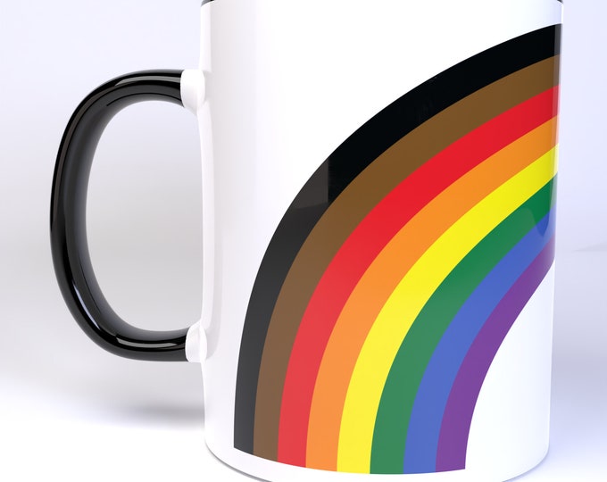 Applicable Pun - Rainbow Arched Inclusive Pride Flag  - 11 Ounce Ceramic Coffee Mug Teacup Black or White Handle