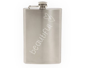Love Doodle Art #1 - Beautiful Hearts - Affection Emotion- Etched 8 Oz Stainless Steel Flask