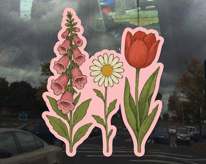 Foxglove Daisy Tulip FDT Cling - Vibrant Static Cling Window Cling Indoor and Outdoor!
