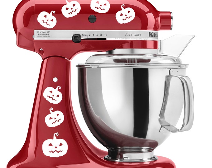 Halloween Cute Jack o Lantern Carved Pumpkin Faces - Vinyl Decal Set for Kitchen Mixers