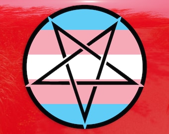 Inverted Pentagram Transgender Pride Flag LGBTQ Flag - Vibrant Color Vinyl Decal Sticker