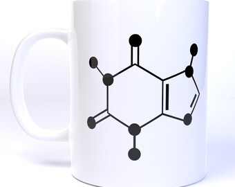 Caffeine Molecule Skeletal Diagram - 11 Ounce Ceramic Coffee Mug Teacup