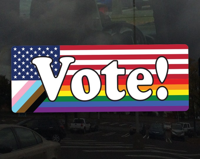Vote American Progress Pride Flag - Vibrant Color Static Cling Window Cling - Use Indoor and Outdoor!