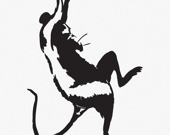 Mischievous Rat Bathroom Vandal Vinyl Wall Decal - Many Sizes and Colors Available