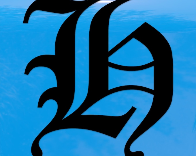 Old English Letter H Sticker - Vinyl Decal for Indoor & Outdoor Use on Cars, ATV, Boats, Windows and More