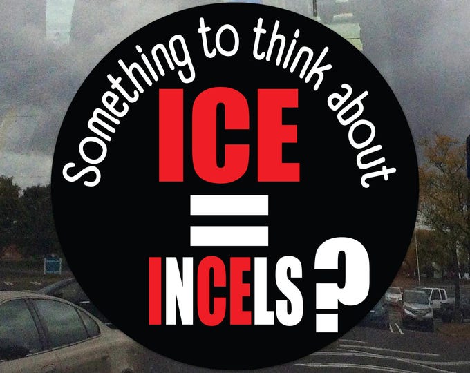 ICE equals Incels Something to Think About Cling - Vibrant Circle Static Cling Window Cling Indoor and Outdoor!