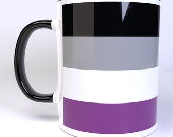 Asexual Pride Flag - 11 Ounce Ceramic Coffee Mug Teacup Black or White Handle