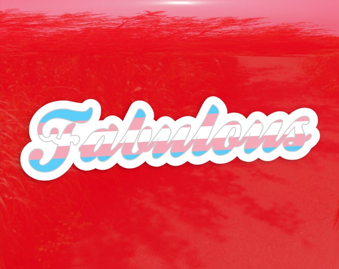Fabulous Calligraphy Transgender Pride Flag - Vibrant Color Vinyl Decal Sticker