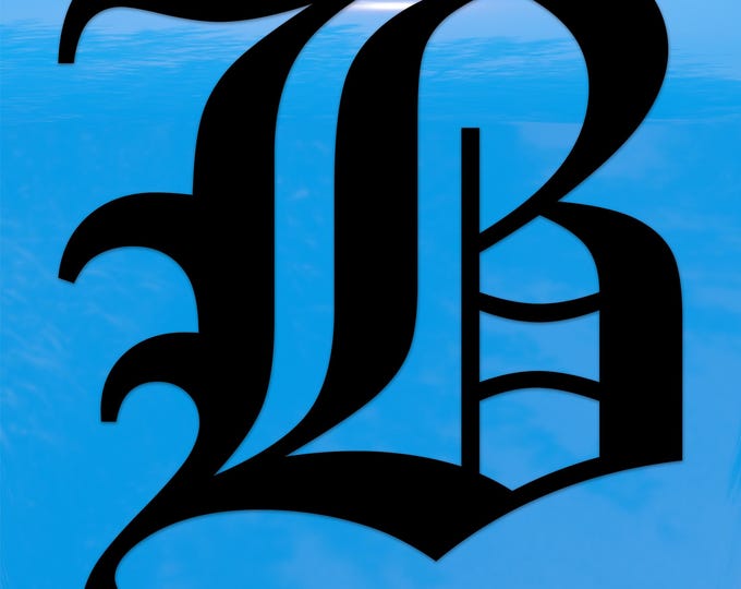 Old English Letter B Sticker - Vinyl Decal for Indoor & Outdoor Use on Cars, ATV, Boats, Windows and More