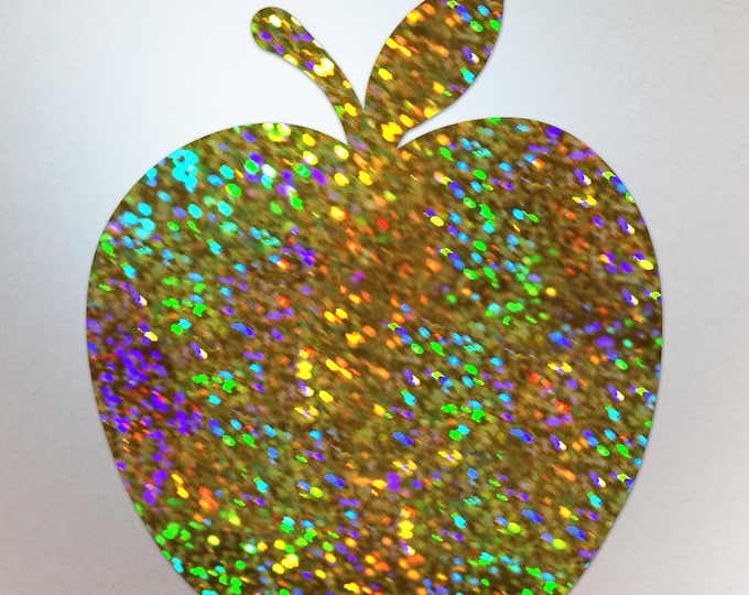 Gold Sparkle Glitter Apple Shaped Decal – Vinyl Sticker Compatible with MacBook Neo - Compatible with All Models