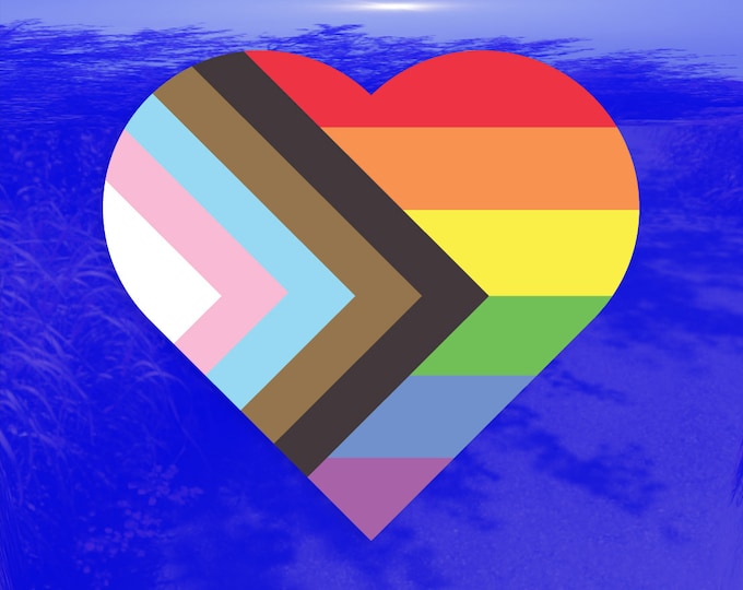 Pastel Heart Progress Pride Flag LGBTQ POC Transgender Flag - Vibrant Color Vinyl Decal Sticker