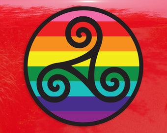 Hollow Triskele Classic Pride Flag Circle LGBTQ Flag - Vibrant Color Vinyl Decal Sticker