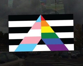 Rainbow Transgender Support Ally Pride Flag - Vibrant Static Cling Window Cling Indoor and Outdoor!
