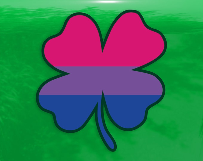 Four Leaf Clover Bisexual Pride Flag LGBTQ - Vibrant Color Vinyl Decal Sticker