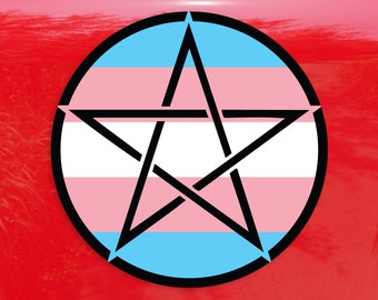 Upright Pentagram Transgender Pride Flag LGBTQ Flag - Vibrant Color Vinyl Decal Sticker