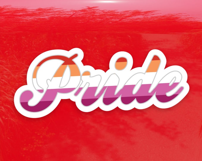 Pride Calligraphy 5 Stripe Lesbian Pride Flag - Vibrant Color Vinyl Decal Sticker