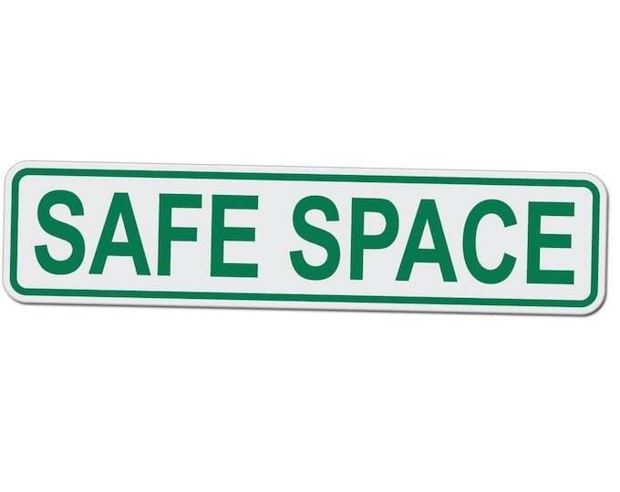 Safe Space - Speech Area Designation Wide Sign - 17 Inches Tall by 4 Inches Wide Aluminum Sign
