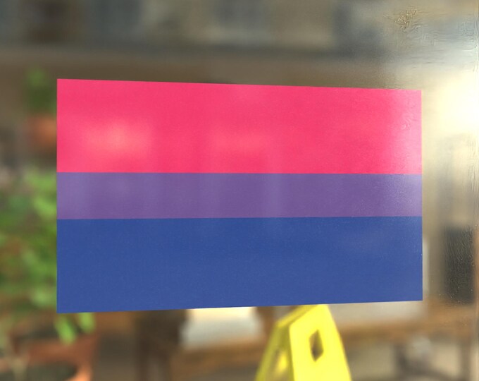 Bi Bisexual Flag - LGBT Rights Support Pride Symbol - Vibrant Static Cling Window Cling Indoor and Outdoor!