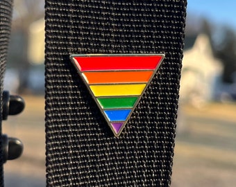 Rainbow Pride Flag Triangle Gold Plated - Enamel Lapel or Fabric Pin