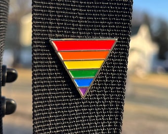 Rainbow Pride Flag Triangle Gold Plated - Enamel Lapel or Fabric Pin