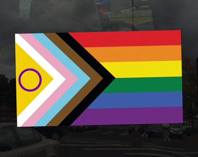 Intersex Progress Pride Flag LGBTQIA+ POC Transgender - Vibrant Color Static Cling Window Cling - Use Indoor and Outdoor!