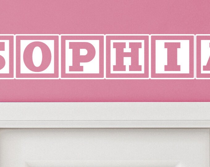 Sophia Baby Block Name Bedroom Closet Door - 30 Inch Wide Wall Vinyl Decal Decorative Art