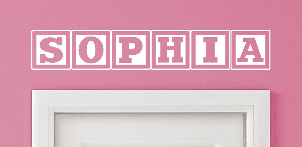 Sophia Baby Block Name Bedroom Closet Door 30 Inch Wide Wall Vinyl Decal Decorative Art
