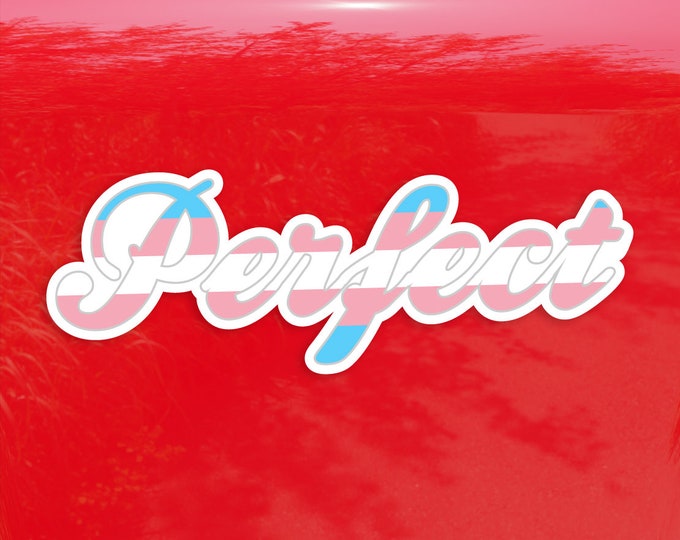Perfect Calligraphy Transgender Pride Flag - Vibrant Color Vinyl Decal Sticker