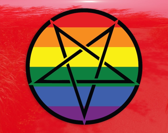 Inverted Pentagram Rainbow Pride Flag LGBTQ Flag - Vibrant Color Vinyl Decal Sticker