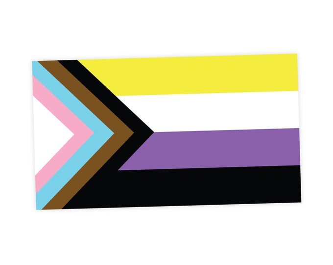 Non Binary Progress Pride Flag LGBTQ POC Transgender Flag - Vibrant Color Vinyl Decal Sticker