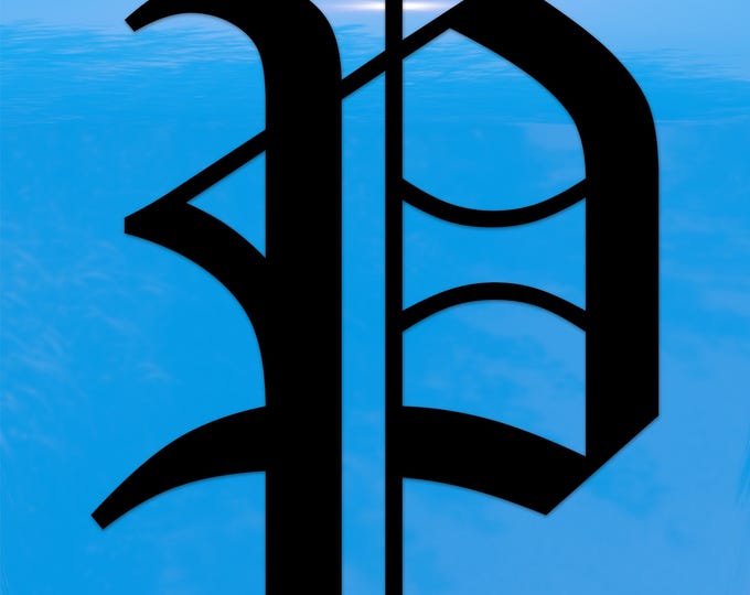 Old English Letter P Sticker - Vinyl Decal for Indoor & Outdoor Use on Cars, ATV, Boats, Windows and More