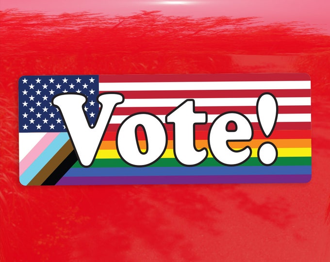 Vote American Progress Pride Flag LGBTQ POC Transgender Flag - Vibrant Color Vinyl Decal Sticker