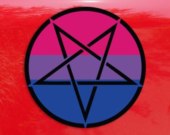 Inverted Pentagram Bisexual Pride Flag LGBTQ Flag - Vibrant Color Vinyl Decal Sticker