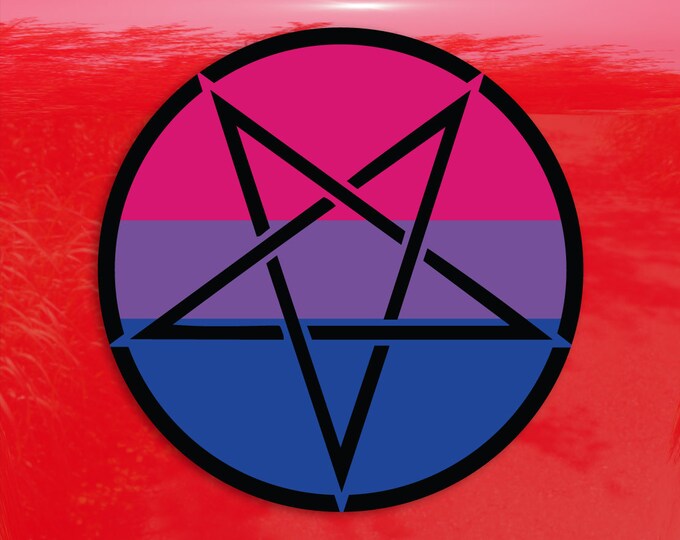 Inverted Pentagram Bisexual Pride Flag LGBTQ Flag - Vibrant Color Vinyl Decal Sticker