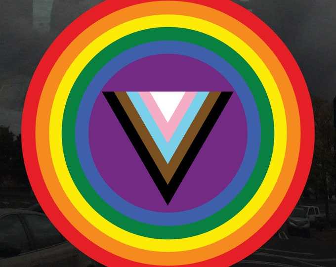Circle Progressive Pride Flag Trans POC Triangle - Vibrant color vinyl decal
