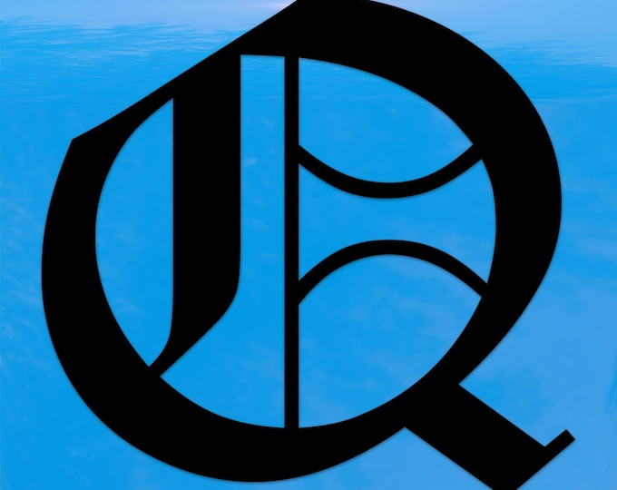Old English Letter Q Sticker - Vinyl Decal for Indoor & Outdoor Use on Cars, ATV, Boats, Windows and More