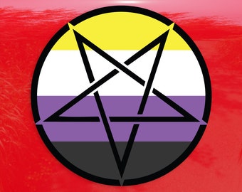Inverted Pentagram Non Binary Pride Flag LGBTQ Flag - Vibrant Color Vinyl Decal Sticker