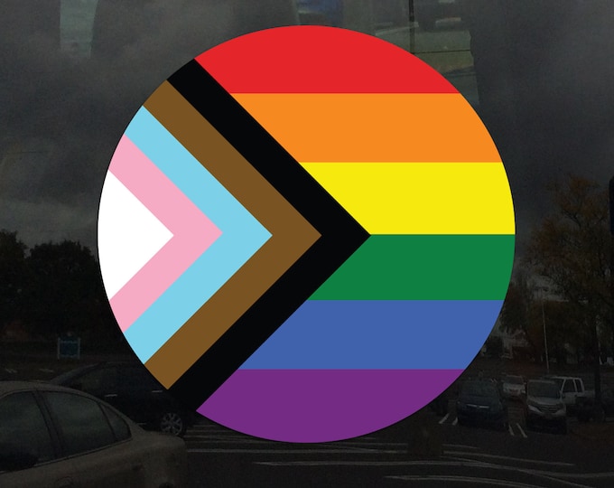 Circle Progress Pride Flag LGBTQ POC Transgender Flag - vibrant color vinyl decal