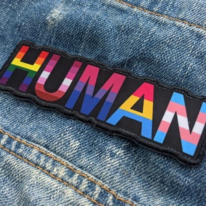 Human LGBT Flags Rainbow Lesbian Bisexual Pansexual Transgender - 4 inch Iron-on Embroidered Patch