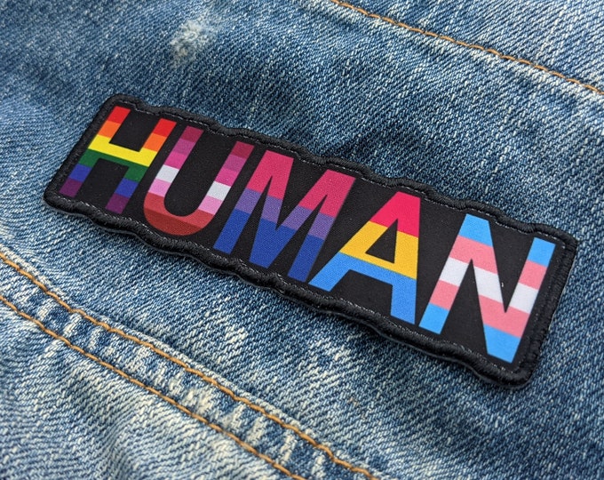 Human LGBT Flags Rainbow Lesbian Bisexual Pansexual Transgender - 4 inch Iron-on Embroidered Patch