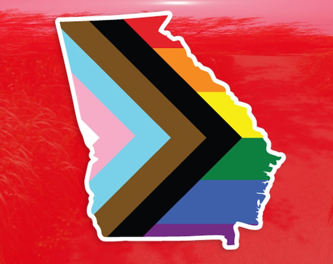 Georgia State Shape Progress Pride Flag LGBTQ POC Transgender Flag - Vibrant Color Vinyl Decal Sticker