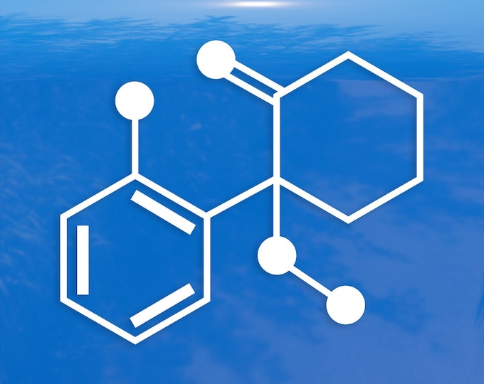 Ketamine Chemical Compound Skeletal Formula Vinyl Decal for Mirrors Glass Metal and more!