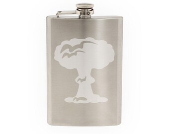 Atomic bomb mushroom cloud- Etched 8 Oz Stainless Steel Flask