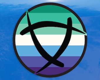 Ley Line Trans Inclusive Gay Mens Pride Flag Circle LGBTQ Flag - Vibrant Color Vinyl Decal Sticker