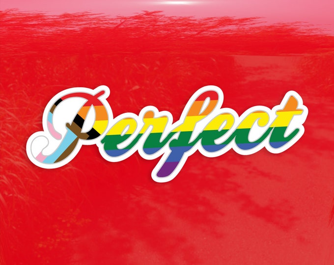 Perfect Calligraphy Progress Pride Flag LGBTQ POC Transgender Flag - Vibrant Color Vinyl Decal Sticker